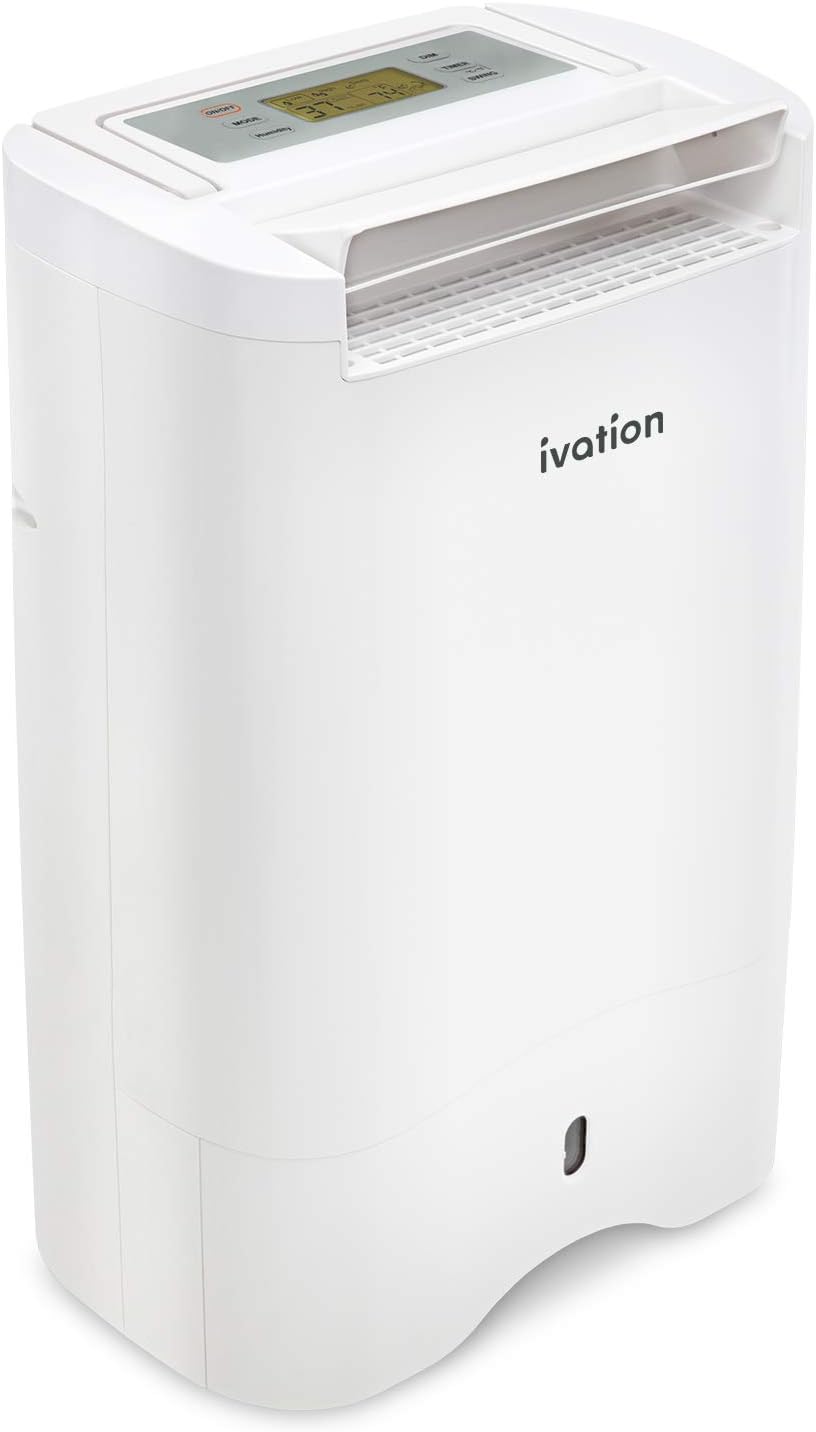 Ivation 19 Pint Small-Area Desiccant Dehumidifier Compact and Quiet - with Continuous Drain Hose for Smaller Spaces, Bathroom, Attic, Crawlspace and Closets - for Spaces Up to 410 Sq Ft