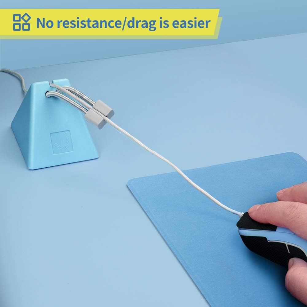 HOTLINEGAMES Mouse Bungee Mouse Cord Clip Cord Management System Fixer Holder for Esports FPS Game (3.0 Milk Blue)