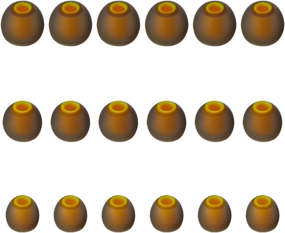 Earbud Tips Soft Silicone Earbuds Replacement Tips Fit for in-Ear Headphones(Inner Hole from 3.8mm - 4.2mm Earphones) 9 Pairs S/M/L,Gray/Yellow