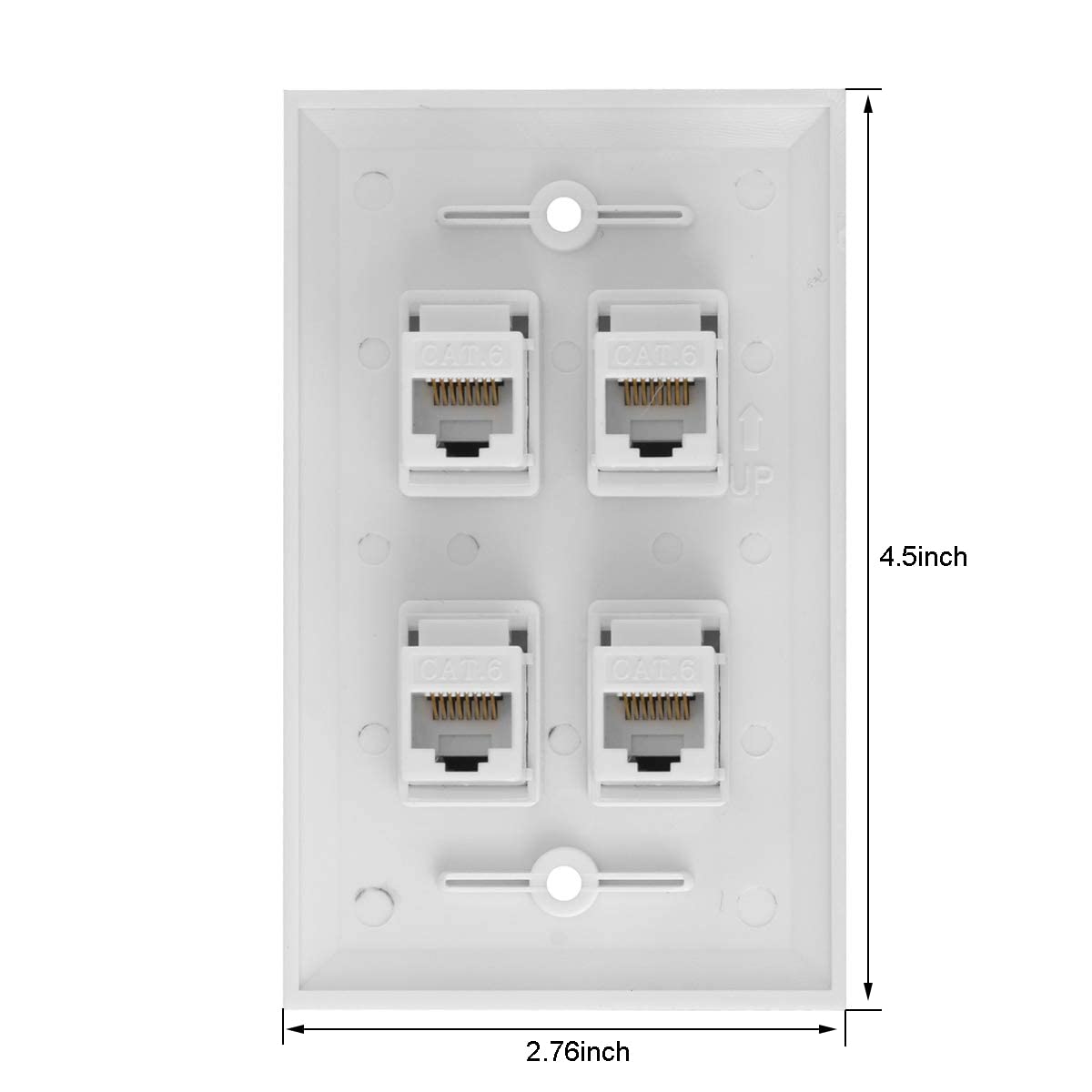 Ethernet Wall Plate, 4 Port Cat6 Female to Female Wall Jack Network RJ45 Keystone Wall Outlet