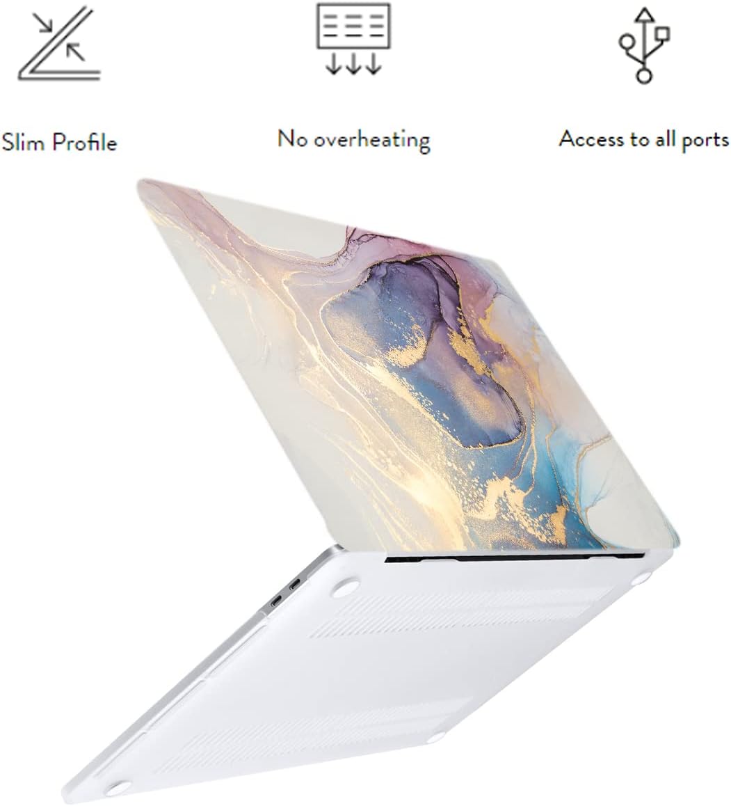 LanBaiLan Compatible for MacBook Pro 13 inch with Touch Bar 2020 2019 2018 2017 2016 Release M1 A2338 A2289 A2251 A2159 A1989 A1706 A1708, Laptop Hardshell Case and Keyboard Cover, Colorful Marble
