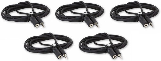 Five Pack of YCS Basics 6 Foot 3.5mm Headphone Extension Cables Male/Female