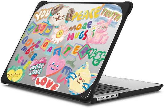 CASETiFY Bounce MacBook Pro 16-inch (M3/M4) Case [Enhanced Protective Corner Design/Ventilation Cutouts/Anti-Slip Grip] - Slowcoaster Sticker MacBook Case - Clear Black