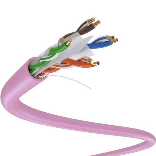 Dripstone CAT6 Ethernet Cable 1000ft Bulk Network LAN Wire 23AWG Solid UTP 550MHz High-Speed Internet Cable Gaming, Streaming, Office, Home Use, Pull Box, Cat6 Bulk, Stable Connectivity - Pink