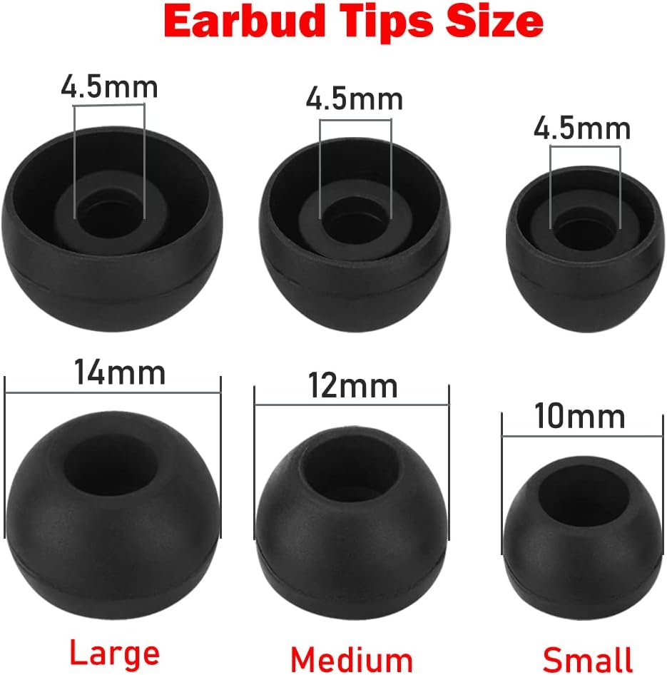 Earbud Tips - 9 Pairs Black Replacement Ear Tips Compatible With Powerbeats 2/3, LG, Samsung Earbuds