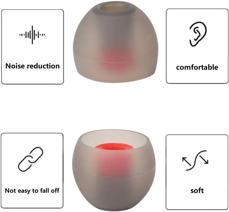 36 Pieces Large Earbud Tips Soft and Comfortable Ear Bud Replacement Pieces Silicone Fit Most in-Ear Headphones，Inner Hole 3.8mm -5.5mm，Black and Red Replacement Earbuds Silicone Tips
