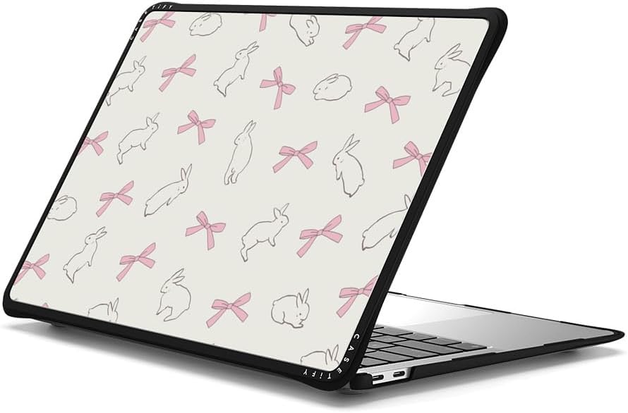 CASETiFY Impact MacBook Air 13" (M1/Intel) Case [Cushioned Impact Corners/Scratch-Resistant/Anti-Slip Grip] - Rabbit Ribbon - Clear Black