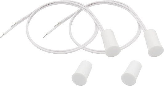 2PCS Recessed Wired Security Window Door Contact Sensor, Normally Closed NC, Door Alarm Magnetic Reed Switch with 2 Wire, ABS White, RC-33