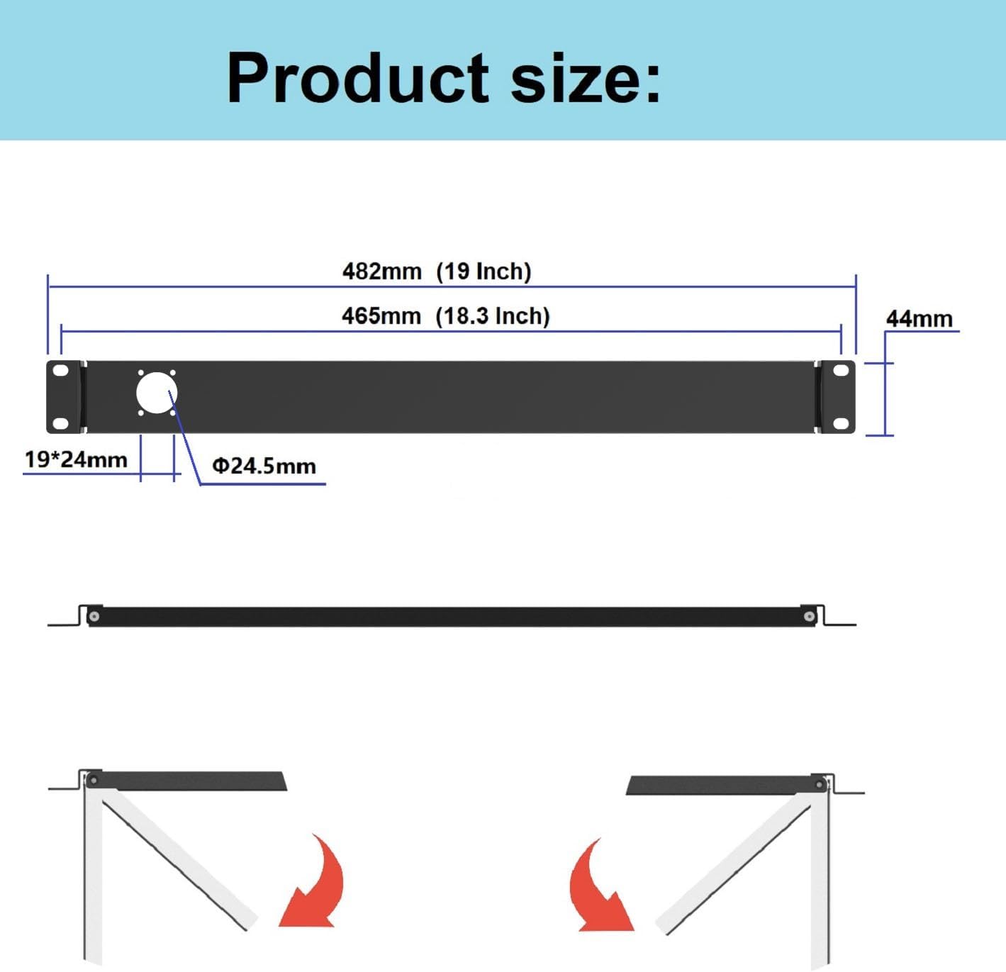 1U Hinged Rack Panel 1D XLR HDMI Audio Rack Mount Panel for 19 inches Rack Mount (1D)