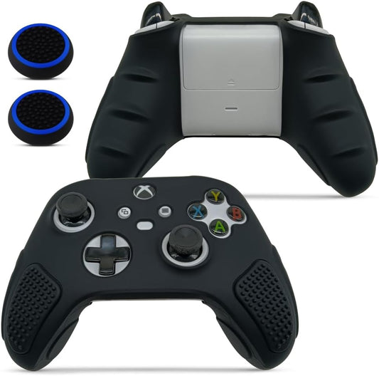 for Xbox Controller Series X/S (2024/2023) Silicone Protective Cover, Soft Skin Xbox Controller Accessories, Anti-Slip Cover with 2 Joystick Caps - Black
