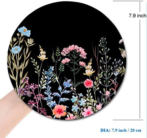 Floral Mouse Pad: Non-Slip Rubber Base & Comfortable Lycra Cloth - Cute Mouse Pad for Women, Round Waterproof for Computer, Laptop, Office, Home