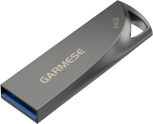 64GB USB 3.0 Flash Drive, Waterproof Metal USB Memory Stick, Slim Thumb Drive Portable Pen Drive with Keychain Hole Stylish Jump Drive for PC Computer Car - Gray