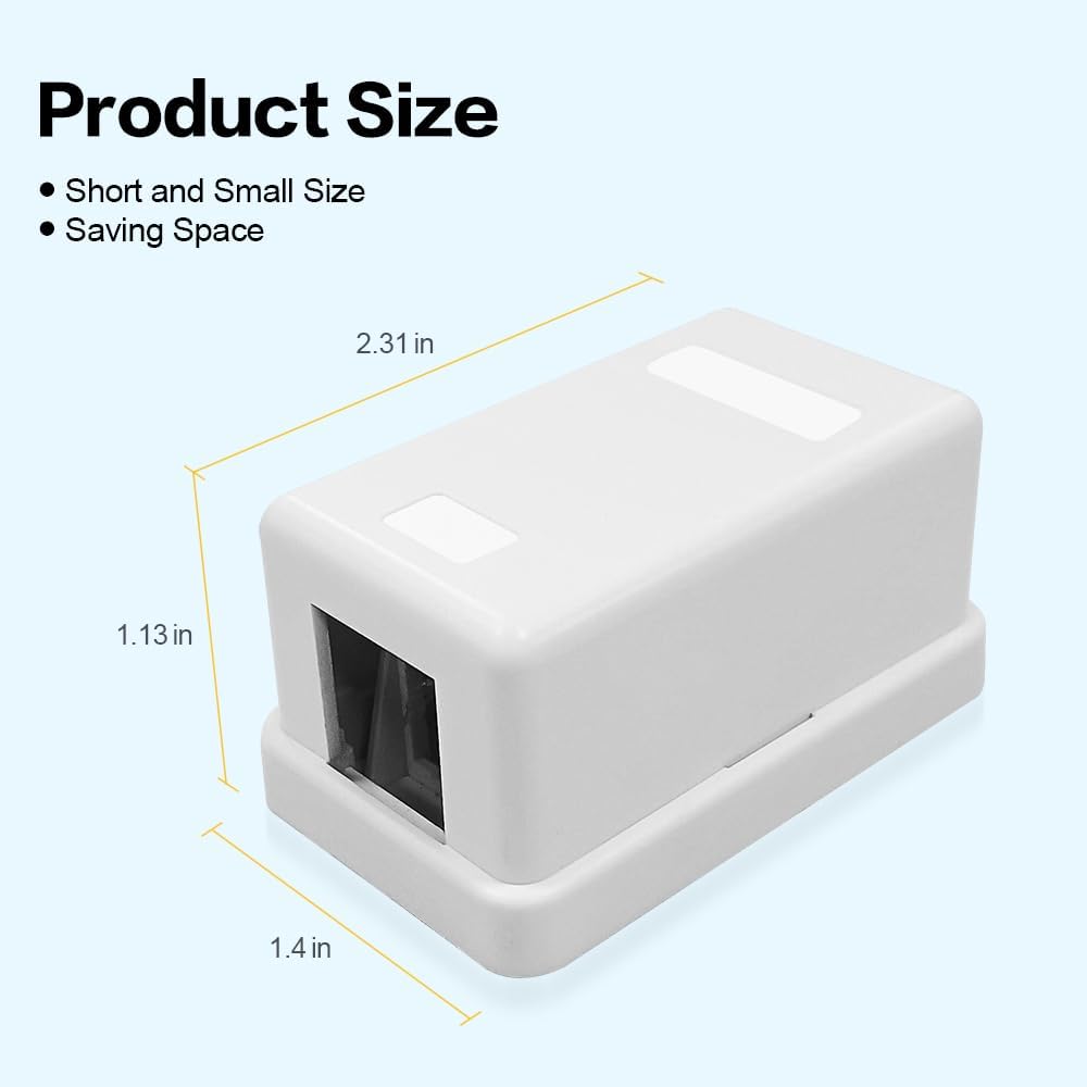 1 Port Keystone Jack Surface Desk Mount/Wall Mount Box 5-Pack White
