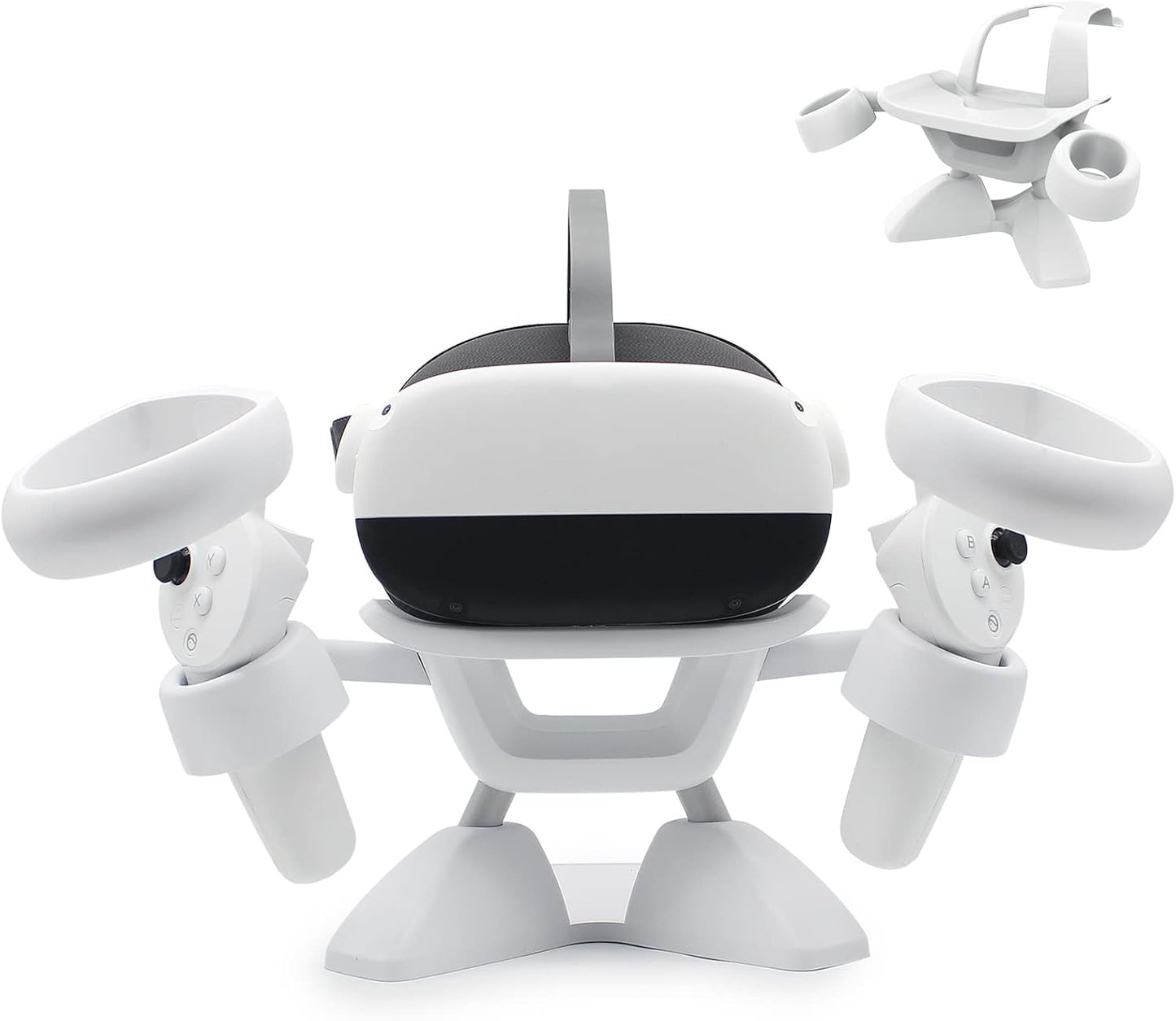 Dollox VR Stand, VR Headset Stand VR Display Holder Storage Virtual Reality Headset Desktop Display Stand for Oculus Quest 2, Quest 3/3s, Rift, Rift S, Valve Index Headsets & Touch Controllers