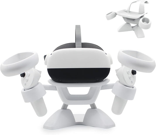 Dollox VR Stand, VR Headset Stand VR Display Holder Storage Virtual Reality Headset Desktop Display Stand for Oculus Quest 2, Quest 3/3s, Rift, Rift S, Valve Index Headsets & Touch Controllers