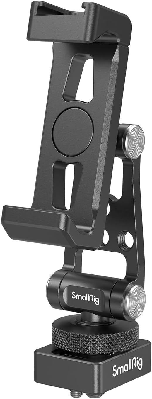 SMALLRIG Universal Phone Tripod Mount, Metal Cell Phone Mount with Cold Shoe Mount and M4 Screws for DJI RS 4 Mini/Pro, Free Adjustment Phone Mount Adapter for iPhone 16 15, for Samsung Galaxy- 4301