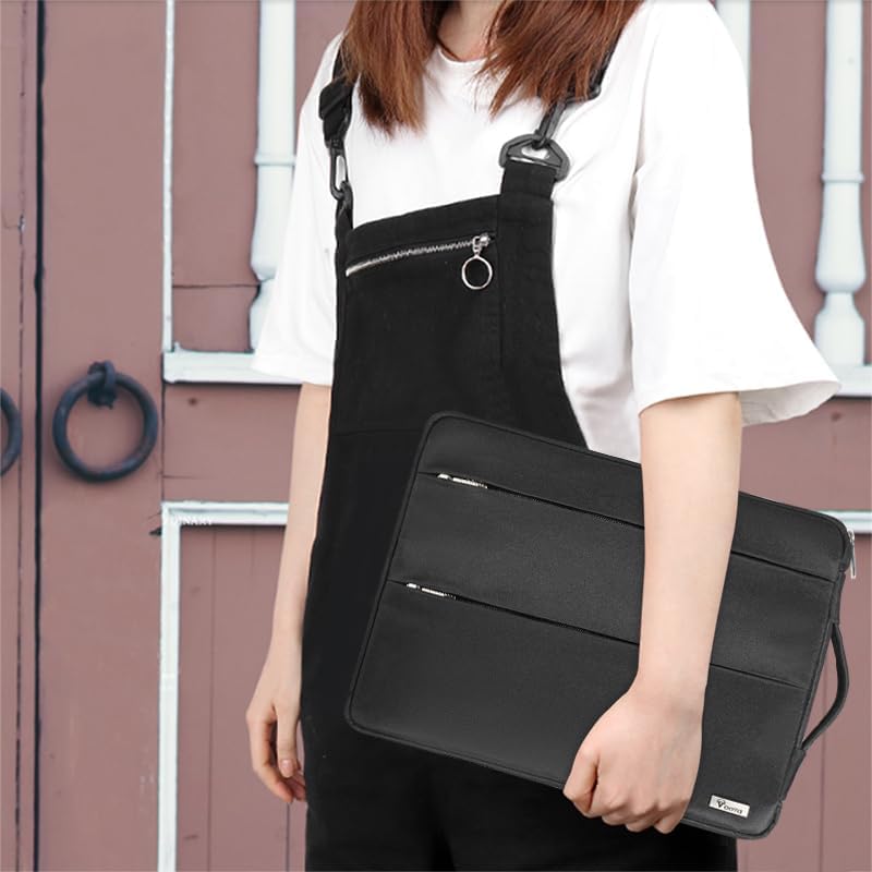 Voova Laptop Sleeve Carrying Case 14 15 Inch Compatible with MacBook Air 15 M2/M3/M4 2022-2025, MacBook Pro 15, Hp Chromebook 14, Waterproof Slim Computer Cover Bag,Black