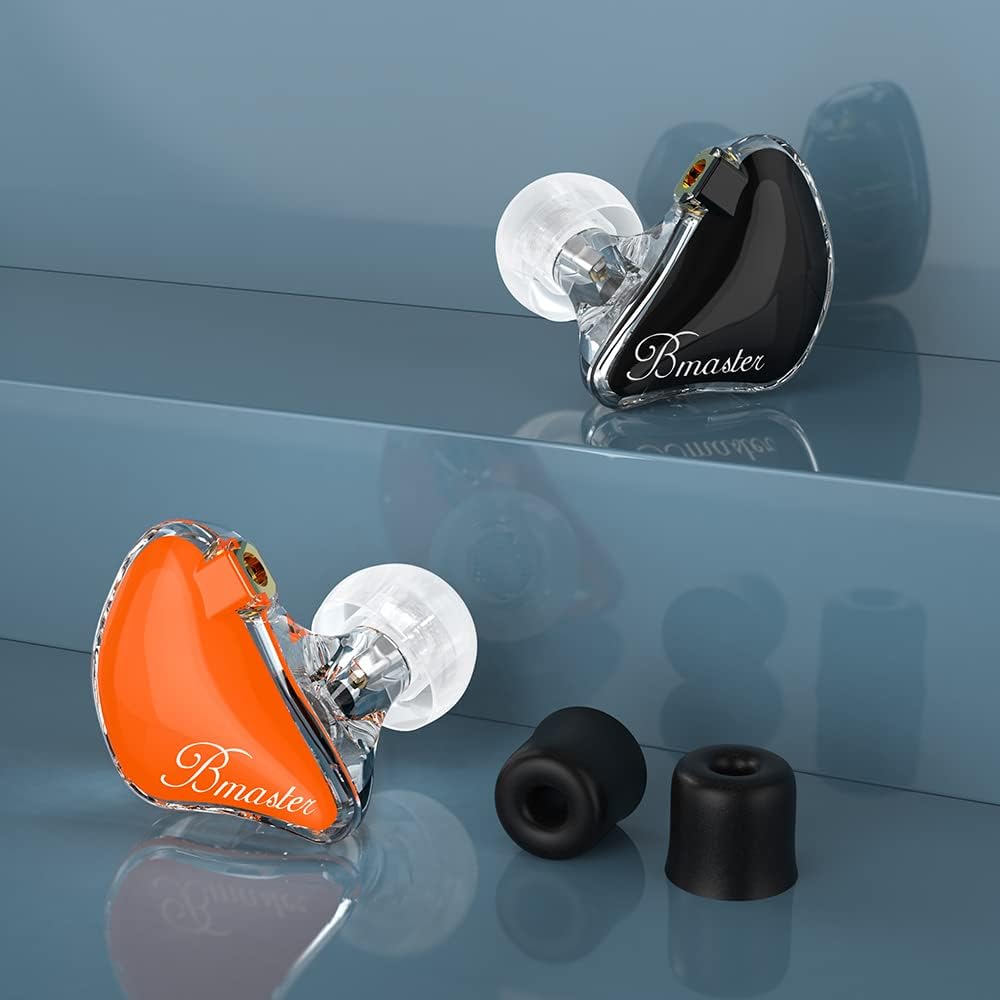 BASN in-Ear Monitors, Bmaster Triple Driver HiFi Stereo Noise-Isolating with Enhanced Bass for Musicians Stage/Audio Recording (PRO Orange/Black)