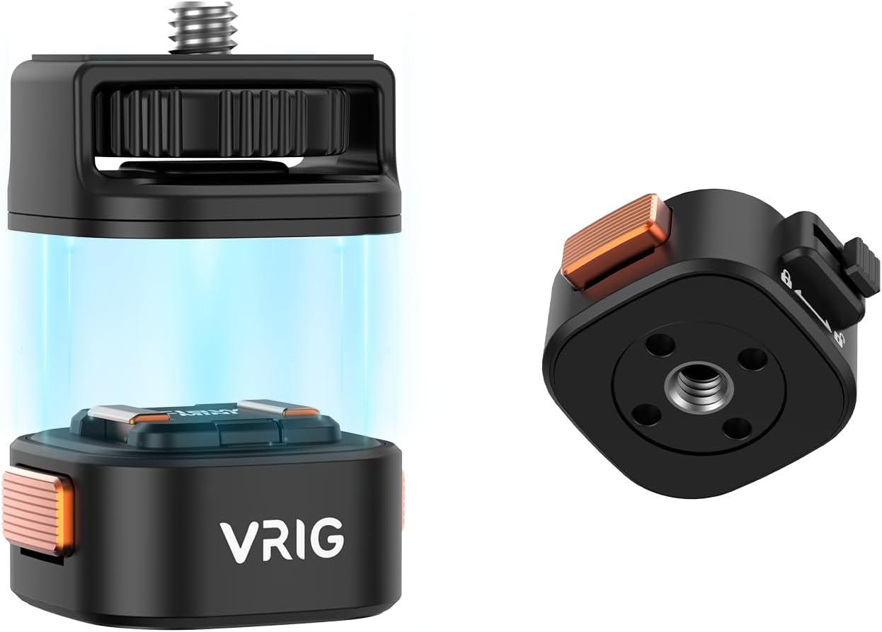 VRIG Magnetic Quick Release Mount Adapter with 1/4" Screw Thread for DJI Osmo Action Pocket3,Insta360 X5/X4/X3,1/4" Screw Hole for Tripod, Monopod
