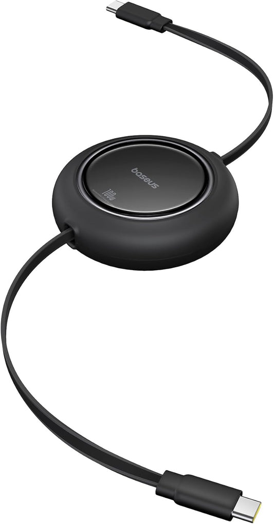 Baseus USB C to USB C Cable, 100W 6.6ft Retractable USB C Fast Charging Cable, 7-Stage Length Preset Retractable Charger Cord for iPhone 16 15 Pro Plus Pro Max, MacBook, iPad Pro, Samsung S24/S23