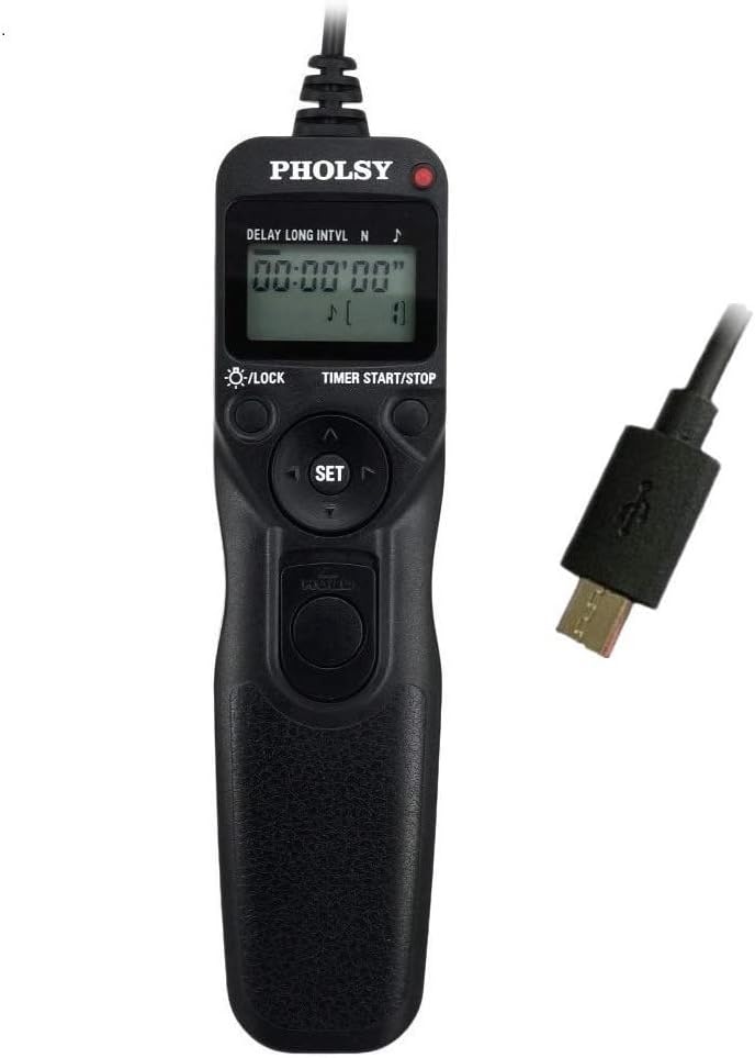 PHOLSY RR90 Timer Remote Control Cable with Intervalometer for Fujifilm GFX50S X-Pro2 X-H1 X-T2 X-T1 X-T10 X-T20 X-T100 X-E2S X-E2 X-E3 X-M1 X-A20 X-A5 X-A3 X-A2 X-A1 X-A10 X100F X100T X70 X30 XQ2 XQ1