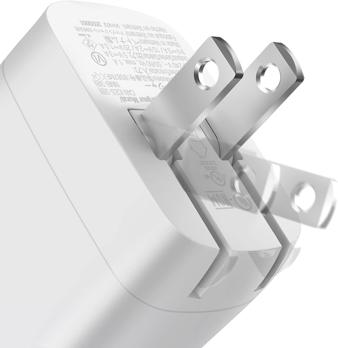 Amazon Basics 30W One-Port GaN USB-C Wall Charger with Power Delivery PD for Tablets & Phones (iPhone 16/15/14/13/12/11/X, iPad, Samsung, and More), Non-PPS, White