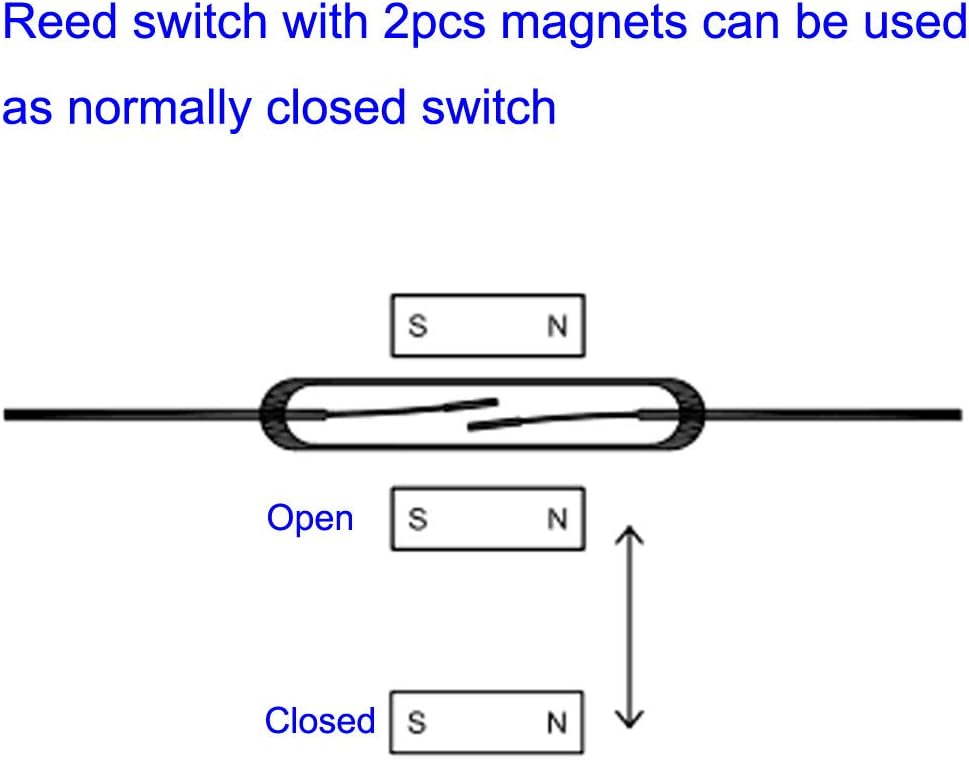 30pcs Reed Switch, Normally Open (N/O) Magnetic Induction Switch, Miniature Reed Contact (2mm x 14mm)
