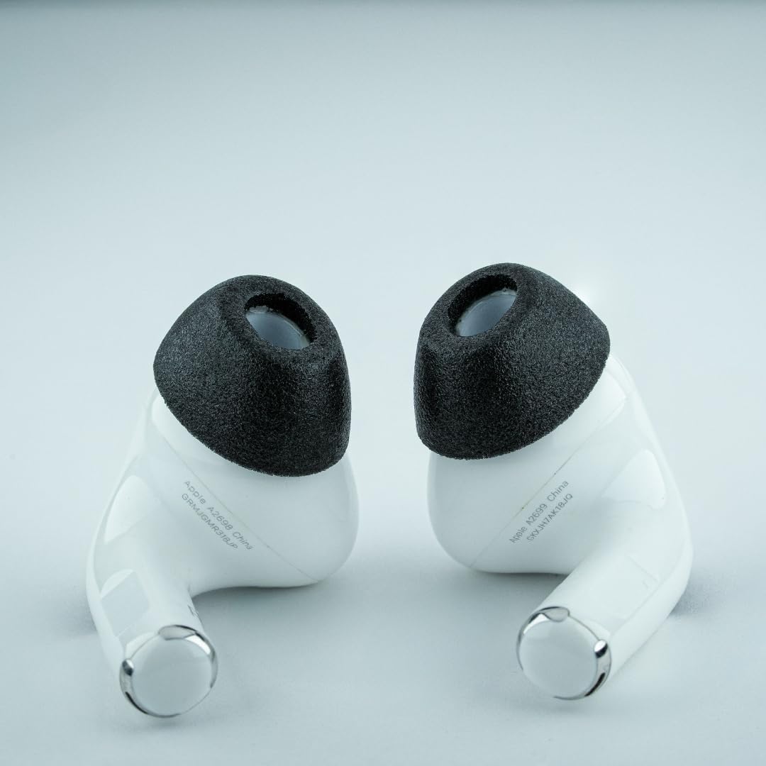 Comply TrueGrip MAX | Premium Memory Foam Replacement Earbud Tips for Apple AirPods Pro 1 & 2 | Long Lasting Comfort, Extreme Durability, Secure Fit, Superior Noise Isolation| Black (S/M/L) (3 Pairs)