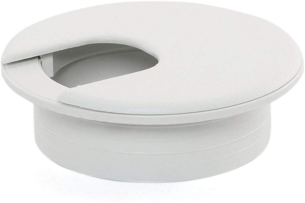 2pcs 2 Inch Desk Wire Cord Cable Grommets Hole Cover for Office PC Desk Cable Cord Organizer Plastic Cover (White-2Pcs)