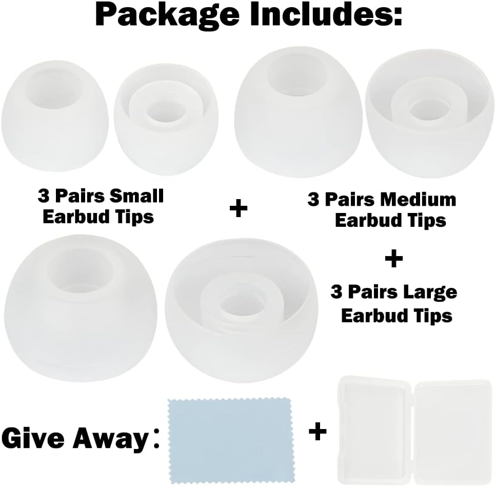 Earbud Tips - 9 Pairs Replacement Ear Tips Compatible With Powerbeats 2/3, LG, Samsung Earbuds - White