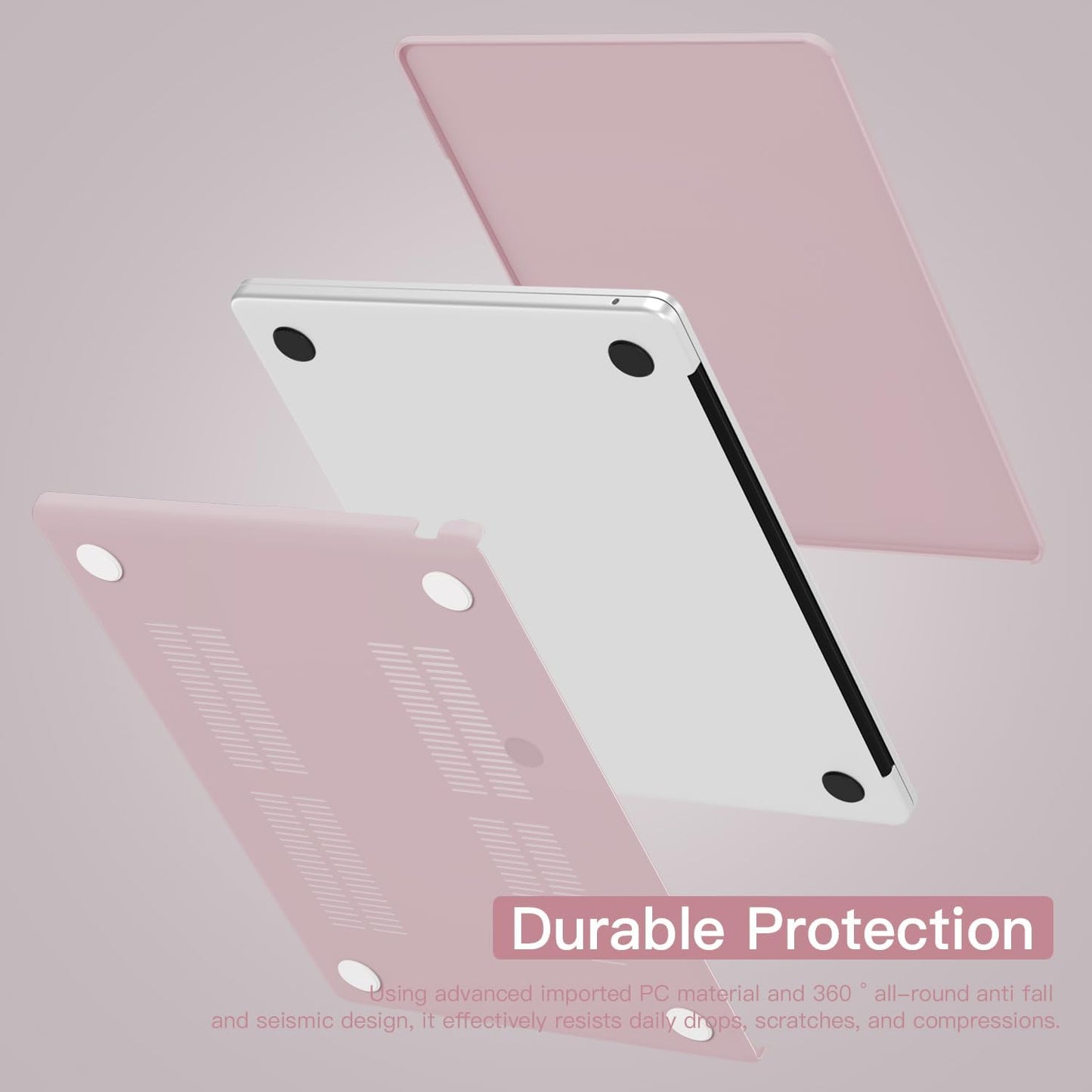 CISSOOK for MacBook Air 13.6 M4 M3 M2 Case 2025 2024 2022 Release, Plastic Hard Shell & Keyboard Cover & USB Adapter for MacBook Air 13.6 inch A3240 A3113 A2681, Baby Pink