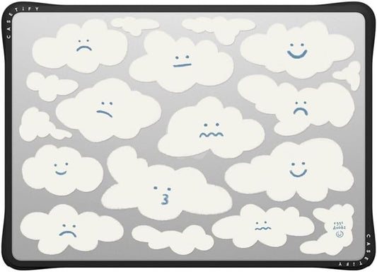 CASETiFY Impact MacBook Air 13.6" (M2-M4) Case [Cushioned Impact Corners/Scratch-Resistant/Anti-Slip Grip] - Cute Clouds - Clear Black