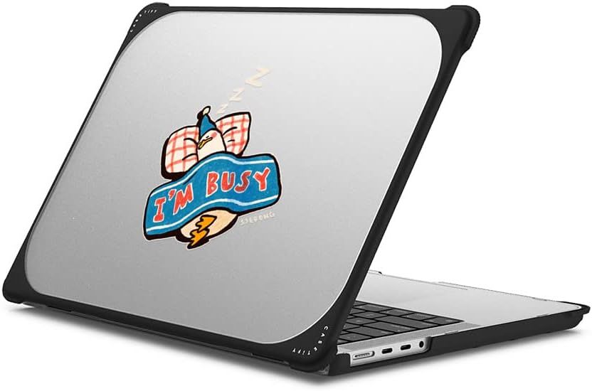 CASETiFY Bounce MacBook Pro 16-inch (M3/M4) Case [Enhanced Protective Corner Design/Ventilation Cutouts/Anti-Slip Grip] - I'm Busy by Ssebong - Clear Black