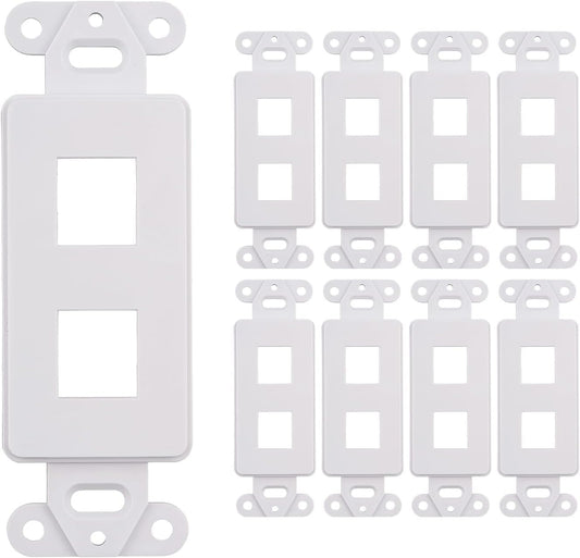10 Pack Keystone Wall Plate 2 Port, White Decorator Insert Cover for Ethernet, HDMI, Coax, Cat6 Cat5, RJ45, Home & Office Installations