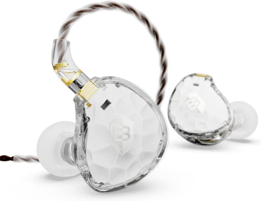 BASN ASONE 14.2mm Planar Diaphragm Driver in-Ear Monitors Earphone with Two Detachable MMCX Cables for Musicians Drummers Bass Players Singers (White)