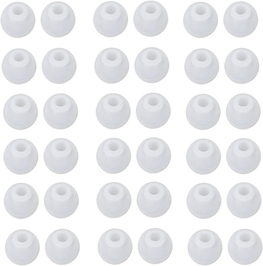 36 Pieces Large Earbud Tips Soft and Comfortable Ear Bud Replacement Pieces Silicone Fit Most in-Ear Headphones，Inner Hole 3.8mm -5.5mm，Large Clear White Replacement Earbuds Silicone Tips