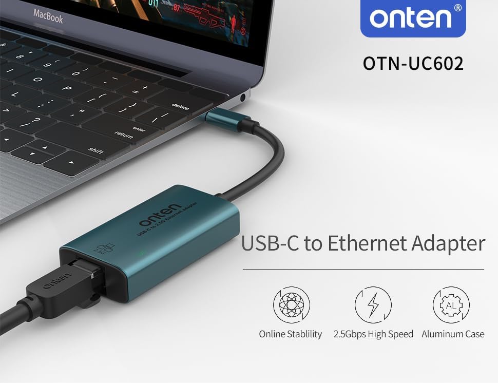 USB-C to Ethernet Adapter - 2.5Gbps High-Speed,Type-C to RJ45 Ethernet LAN Network Adapter Thunderbolt 4/3 Compatible, for iPhone 15 Pro/Max, MacBook Pro/Air 2023, iPad Pro,iMac and More (2.5 G)