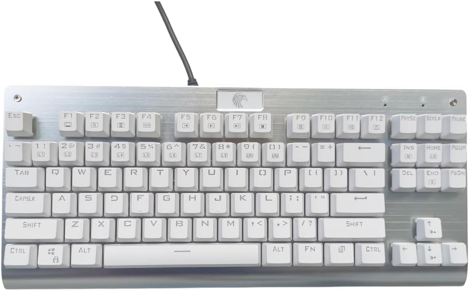 Granvela OUTEMU Brown Switches Mechanical Keyboard - 87-Key Tenkeyless | Rainbow LED Backlit | NKRO(N-Key Rollover) | Hot Swappable | Tenkeyless |Aluminium Panel -White