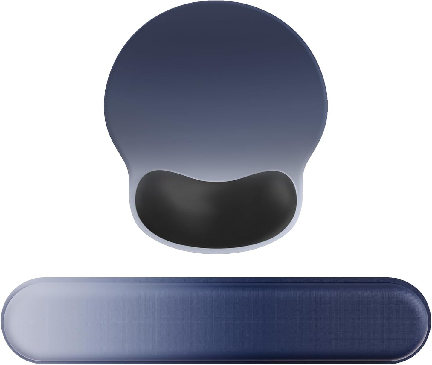 Ergonomic Mouse Pad Wrist Support Set, Memory Foam Keyboard Wrist Rest Set, Keyboard Pad, Non-Slip Base Mousepad（Gradient Blue Black Set）