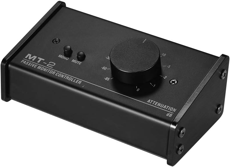 HXBER Passive Monitor Controller with XLR 3.5mm Inputs Outputs Supports Attenuation Control Mute Function, Black