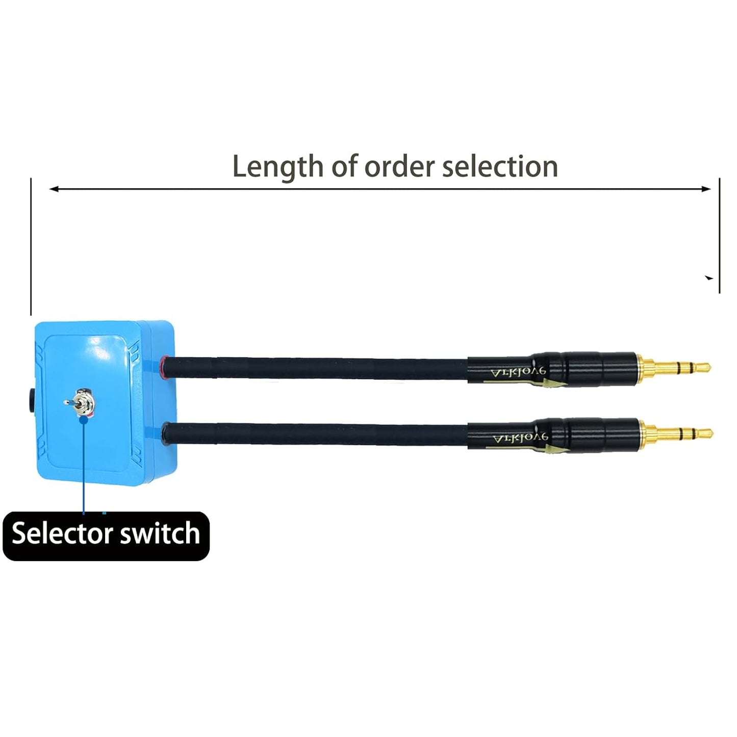 10ft Sound Channel swicher 1/8" aux Input 3.5mm Female to 2X 3.5 Output Switch Selector 2 in 1 Out R/L Stereo Audio 1 in 2 Out Stereo Audio Splitter with Phone pc Player Switching