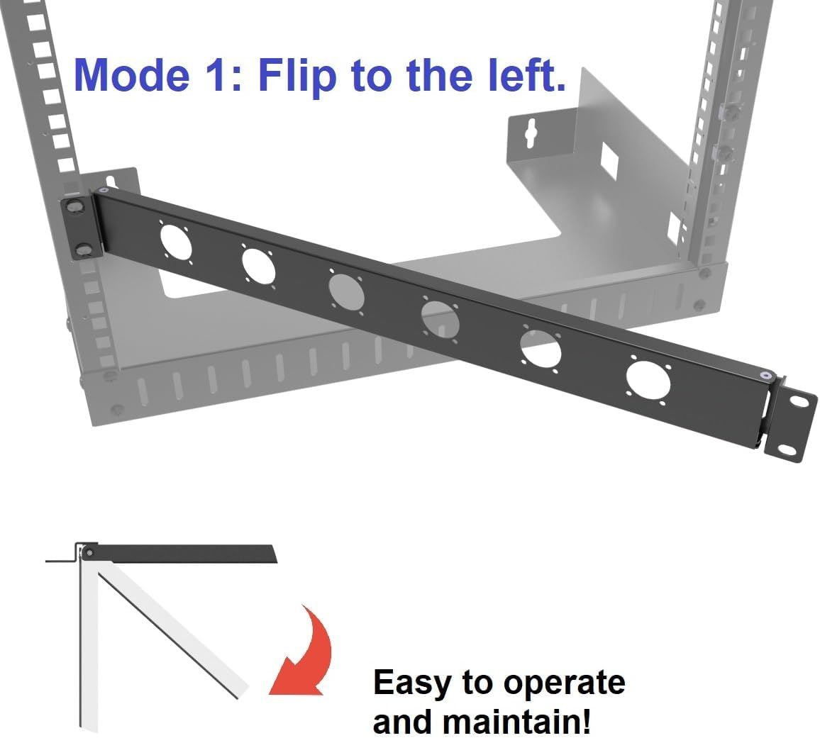 1U Hinged Rack Panel 6D XLR HDMI Audio Rack Mount Panel for 19 inches Rack Mount (6D)