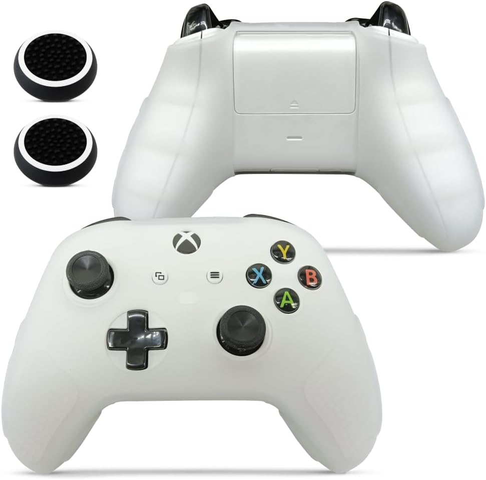 for Xbox Controller Series X/S (2024/2023) Silicone Protective Cover, Soft Skin Xbox Controller Accessories, Anti-Slip Cover with 2 Joystick Caps (White)