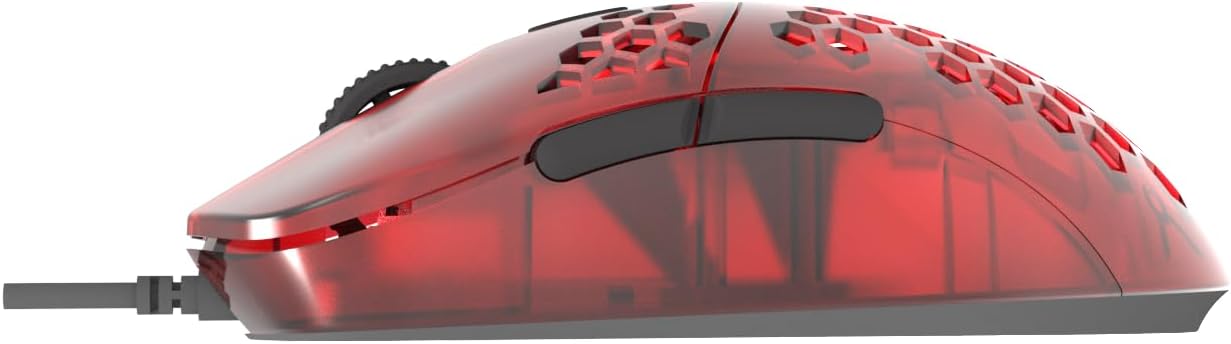 G-Wolves Hati HTM 56g Honeycomb Mouse, PixArt 3389 16000DPI, 6 Programmable Buttons, Low Latency, for Esports (Ruby)