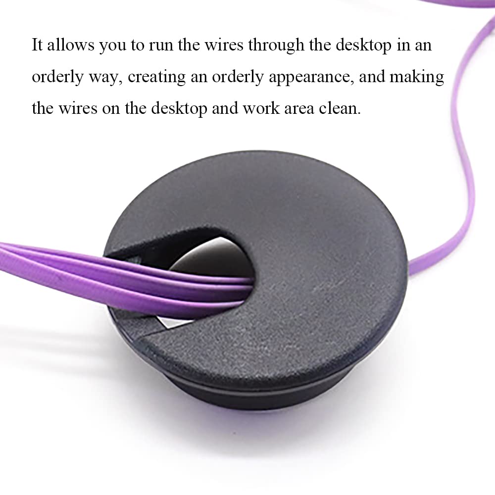 HAHIYO 2Pcs 2Inch/50mm Black ABS Plastic U-Shaped Desk Grommet Wire Grommet Cable Management Cord Hole Cover Desk Wire Hole Insert Wire Organizer for Computer Office Home School Equipment Systems