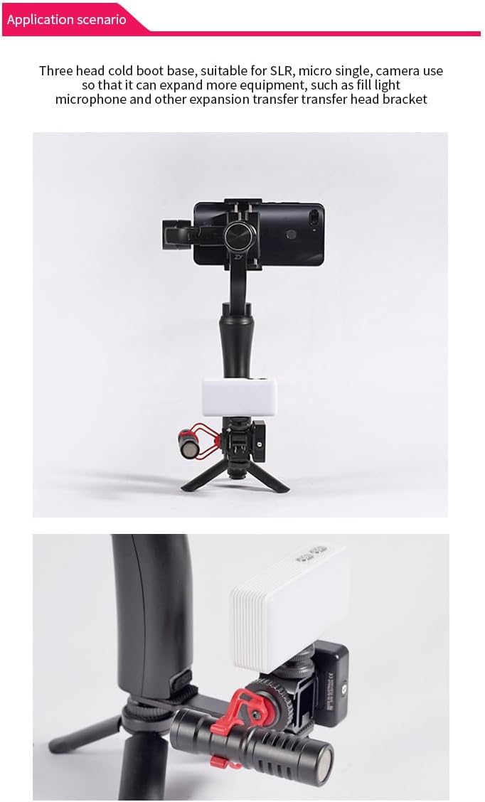Aluminum Camera Cold Shoe Mount, Hot Shoe Extension Camera Flash Bracket for Light, Mic, with 1/4'' Tripod Screw (ST-002)