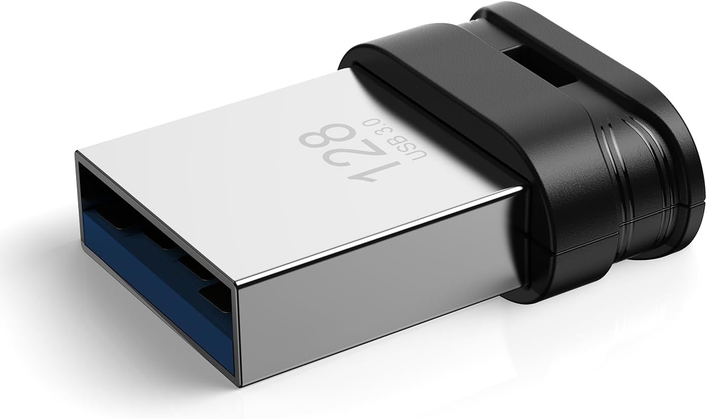 128GB USB 3.0 Flash Drive, Mini Thumb Drive Waterproof Memory Stick with Lanyard Hole Plug and Play Portable USB Stick Storage for Computer Laptop Smart TV, Black