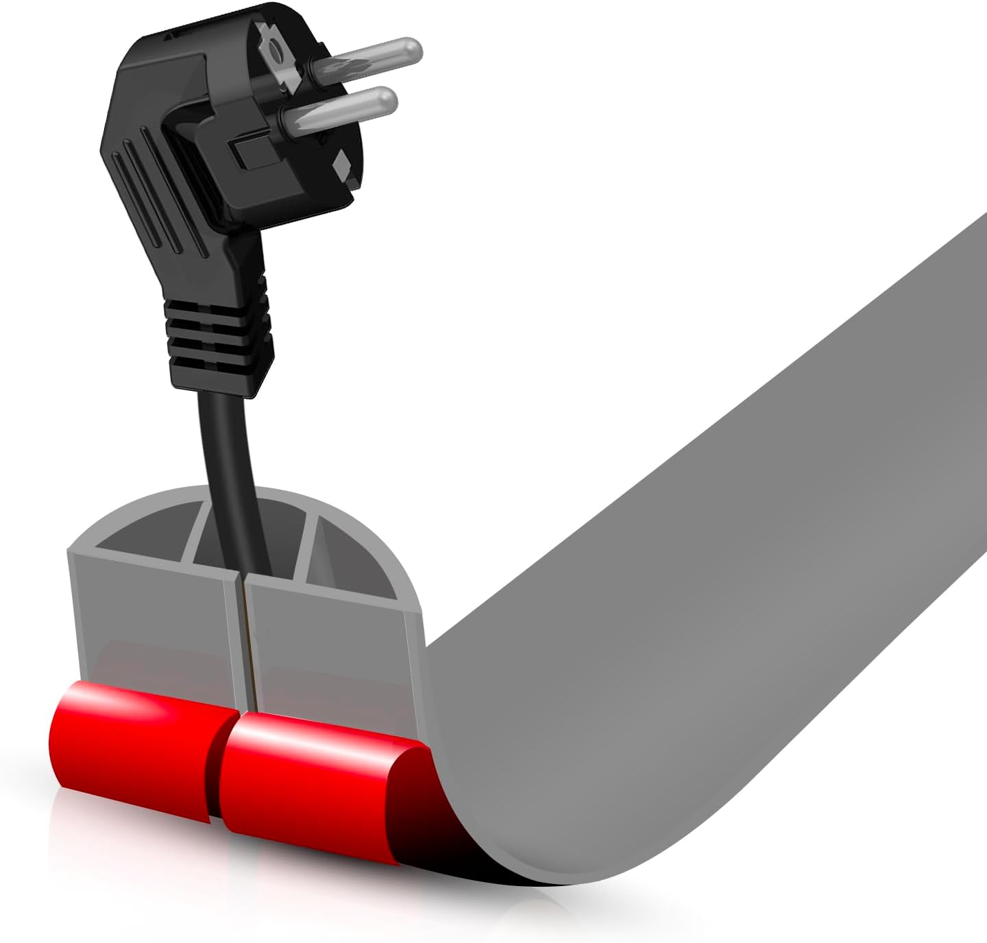 Floor Cord Cover Self Adhesive Cord Hider,3.3FT Cable Management, Extension Strip Protector for Wires, Prevent Cable Trips for Offices, Gyms, Exhibitions Cavity:0.39"(W) x 0.27"(H) Gray