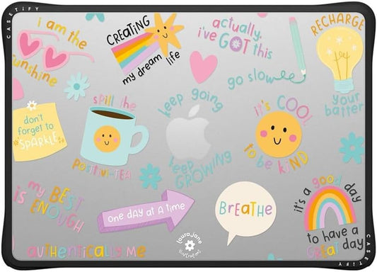 CASETiFY Impact MacBook Air 13.6" (M2-M4) Case [Cushioned Impact Corners/Scratch-Resistant/Anti-Slip Grip] - Keep Growing - Clear Black