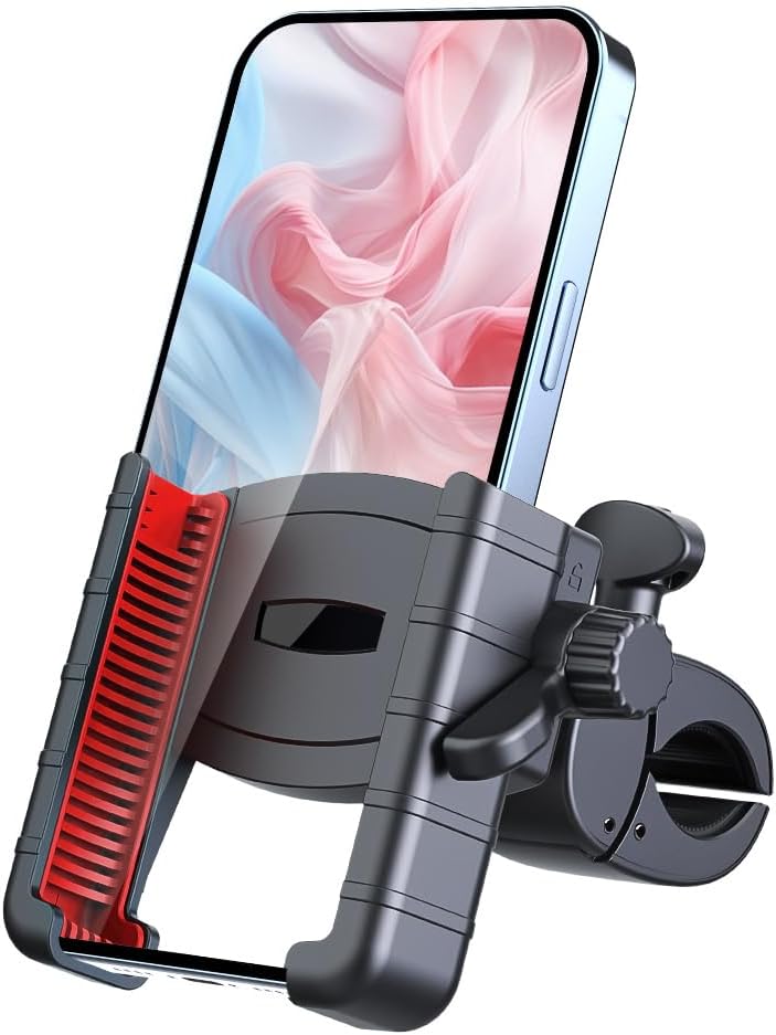 Universal Adjustable Bicycle Phone Holder Compatible with iPhone 15/14/13/12 Pro Max, Samsung Galaxy S23/S22 Ultra, Secure 360° Rotation Cycling Accessories for Road Mountain Bikes